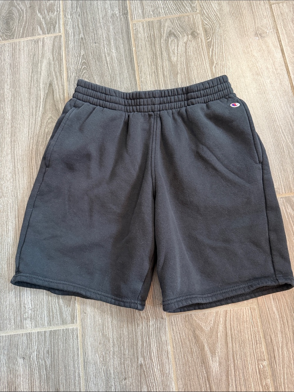 Boys Youth Large 14 16 Champion Black Athletic Fleece Shorts with Logo